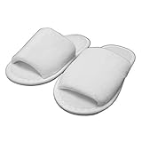 Kid's Open Toe Slippers Cotton Terry Velour Slippers Cloth Spa Hotel Girls and Boys Slippers (Large, White)
