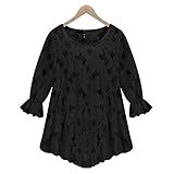 QZUnique Women's Plus Size Floral Lace Blouse with Ruffled Hem