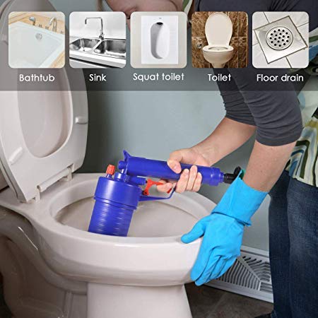 REKOBON Toilet Plunger, Pressure Pump Cleaner, Air Drain Blaster, High Pressure Plunger Opener Cleaner Pump for Bath Toilets,Shower, Bathroom, Sink, Bathtub, Kitchen Clogged Pipe