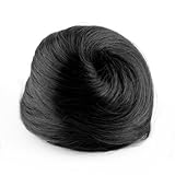 Yoption New Clip in Ponytail Bun Scrunchie Drawstring Hair Extension Synthetic Hairpiece (Black)