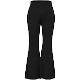 WDIRARA Women's Plus Size Elastic Waist Flare Bell Bottom Pants Casual Stretchy Long Pants