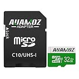 Micro SD Card 32GB, AUAMOZ Micro SDHC Class 10 UHS-I High Speed Memory Card for Phone,Tablet and PCs - with Adapter (Green/White)