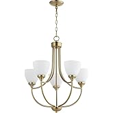 Quorum 6059-5-80 Transitional Five Light Chandelier from Enclave Collection in Brass - Antique Finish,