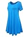 BELAROI Womens Comfy Swing Tunic Short Sleeve Solid T-Shirt Dress (2X, Deepskyblue)