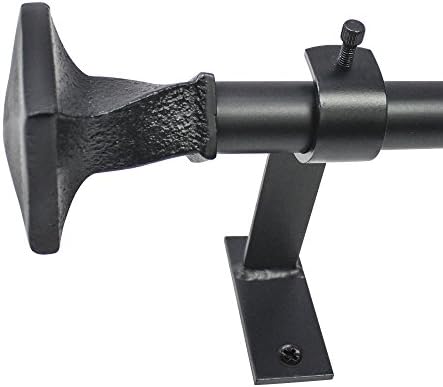 Beme International North Branch 3/4-Inch Twist Square Telescoping Drapery Rod Set, 18 to 36-Inch, Black Oil