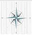 Ambesonne Compass Shower Curtain, Antique Wind Rose Diagram for Cardinal Directions Axis of Earth Illustration, Cloth Fabric Bathroom Decor Set with Hooks, 69