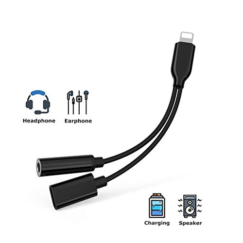Headphones Jack Adapter for iPhone 7 Headphone, Charging Cable Aux Audio Accessories 3.5mm Earphone Dongle Audio & Charge Connector for iPhone 8