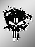 NI928 3 Percenter Machine Gun Punisher Skull Decal Sticker | 5.5 Inches By 4.5 Inches Premium Quality Decal Sticker