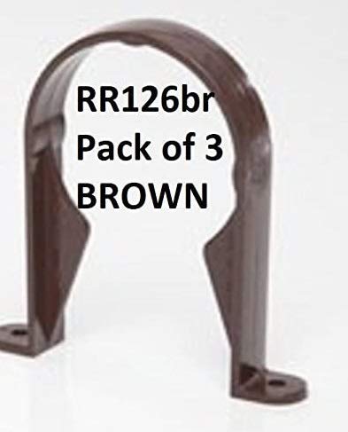 3 (Three) X RR126br Brown POLYPIPE Stand Off Pipe Clip/Saddle Bracket for 68mm Round downpipe