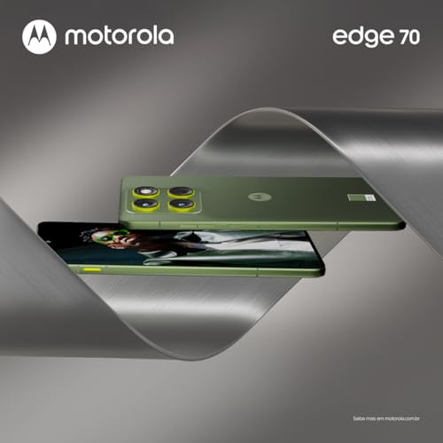 Smartphone Motorola Edge 70 5G - 256GB 24GB (8GB RAM + 16GB RAM Boost), Ultrafino, 3 cameras 50MP, Tela 1.5K extreme Amoled 120hz - Bronze Green