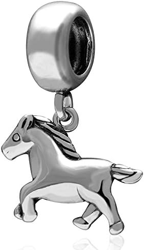 LuckybeadsA Running Horse Dangle Charm 925 Sterling Silver Animal Beads fit for DIY Charms Bracelets
