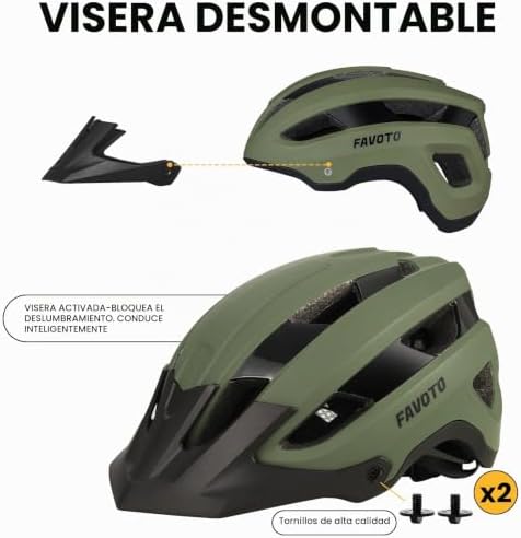 Casco de Bici MTB con Visera Desmontable, Ligero para Hombre