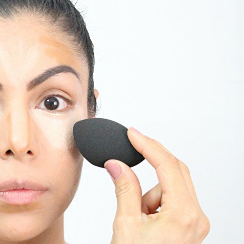 Pro Contour Makeup Sponge Blender: Black Foundation Sponge 1 pc - Latex Free Makeup Sponges for Stippling Foundation, Highlighting, Contouring with Liquid, Creams, Powder Cosmetics