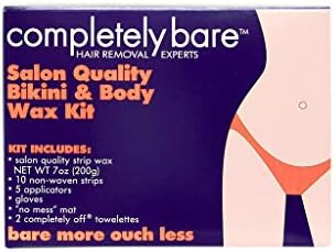 Completely Bare bare Salon Quality Bikini & Body Waxing Kit to Remove Deepest and Coarest of Hairs - For Hairless & Smoother Skin + Less Redness & Irritation, 7 oz