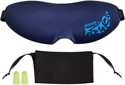 Allewie Sleep Mask 3D Contoured Adjustable Ultra Soft Memory Foam Eye Mask With Earplugs For Travel Set