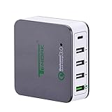 Tendak Multiple USB Wall Charger with 40W 5-Port Quick Charge 3.0 & Type C Charging Station for HTC, Samsung Galaxy S7/S6/Edge, LG G5, iPhone, iPad