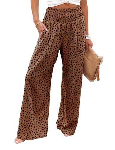 Rheane Palazzo Pants for Women Beach Pants for Women Boho Pants for Women High Waisted Brown Linen Pants Women (Brown L)