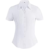 SDWRJOP Short Sleeve Button Down Shirt for Women Collared Cotton Dress Shirts