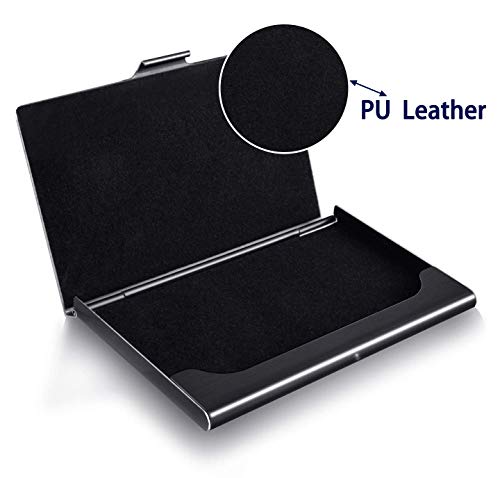 WOVTE Super Light Business Card Holder Stainless Steel Business Card Case-Black