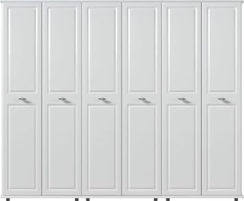 White Wardrobe Large 6 Door Oakland Ready Assembled Modern Bedroom