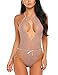 Avidlove Lingerie for Women Teddy One Piece Lace Babydoll Bodysuit Coffee Small