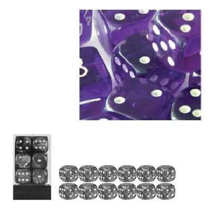 Translucent Purple 6 Sided 16mm Dice Block (12-Dice)