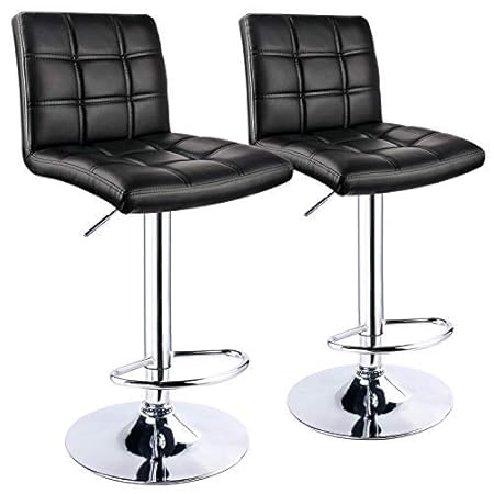 Leader Accessories Barhocker (2er-Set) Barstuhl mit Lehne stylischer Tresenhocker höhenverstellbar 58-78cm Drehstuhl 360 Grad Bezug aus Kunstleder schwarz