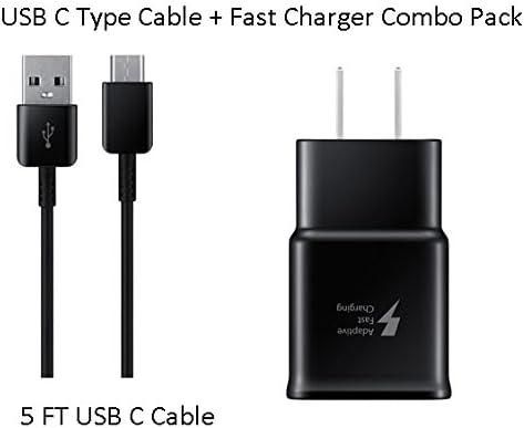 Samsung Galaxy S8 / S8 Plus Fast Charger LG G6 V20 G5 Quick charge [Wall Charger+ 5FT USB Type-C Cable] Value Pack