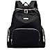 Women Backpack Purse Waterproof Nylon Rucksack Lightweight Fashion Daypack with Trolley Strap Fits 13 Inch Laptop,Black