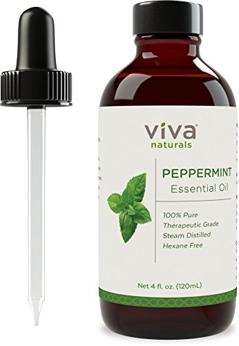 Viva Naturals Peppermint Oil, 4 oz - 100% Pure, Premium Extract of Mentha Piperita for a Fresh, Cooling Scent in Diffusers, Household Cleaning Sprays & more