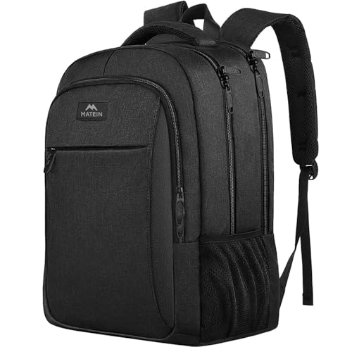 MATEIN 15.6 Inch Laptop Rucksack, Laptop Bag with USB Charging Port, Water-Repellent Computer Daypack for Business, Travel, Work, College, Men Women, Black