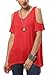 Urban CoCo Women's Vogue Shoulder Off Wide Hem Design Top Shirt - X-Large - Red