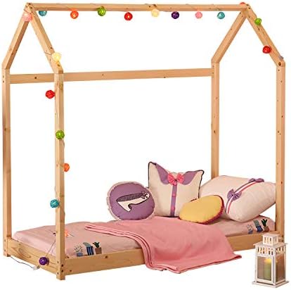 Bedroom 66''x29'' Furniture Premium Wood Children Toddler House Bed Frame Tent Bed Floor Bed