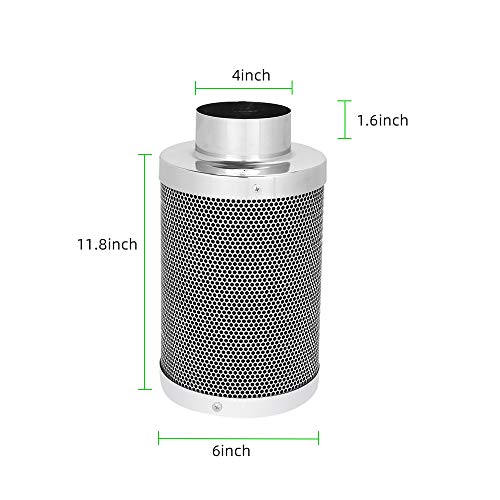 CoolGrows 4 inch Air Carbon Filter with Reversible Flange Odor Control