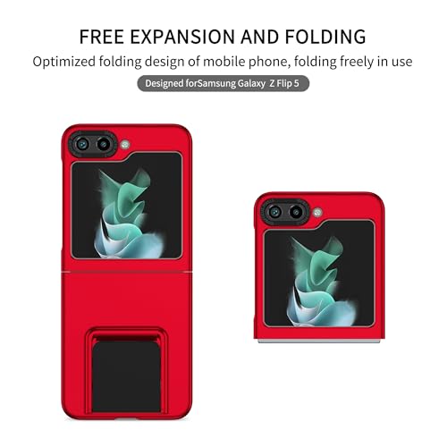 Funda para Galaxy Z Flip 5/Flip5, Carcasa Protección Deslizante para la Cámara, con 360 Grados Full Body Anti-Shock Anti-arañazos Case Protector Bumper Silicona y Armor Soporte Carcasa,Rojo