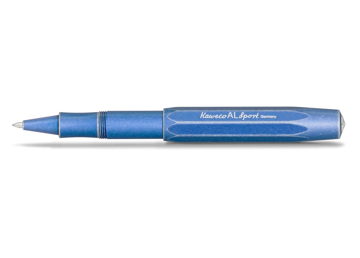 Kaweco AL SPORT Rollerball Stonewashed Blue I Gel/Ballpoint Pen Including 0.7 mm Rollerball Pen Refill in Classic Design with Ceramic Ball I Premium Aluminium Gel Roller 13 cm