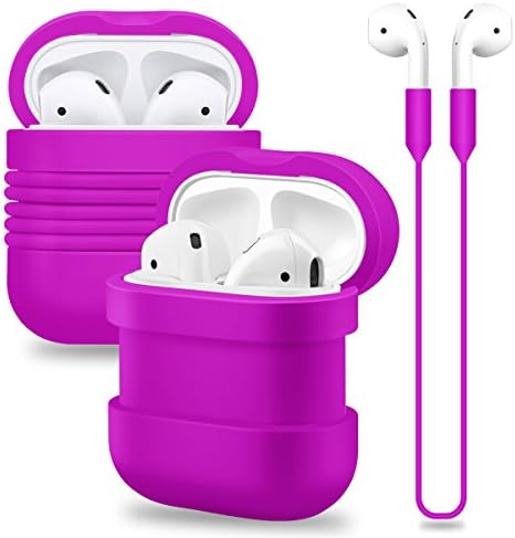 AirPods Case,Sahiyeah Protective Cover Shockproof Dustproof Soft Silicone Skin with Sports Strap Accessories for Apple AirPods Charging Case