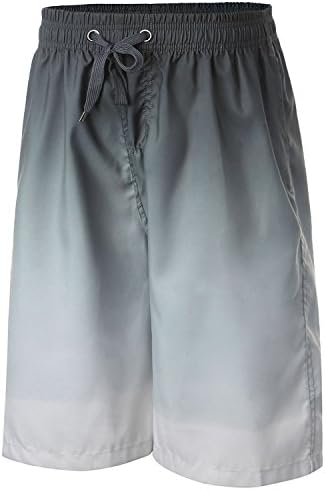 SoMarkt Men's Quick Dry Boardshorts Gradient Color Swimming Trunks Bathing Beach Shorts (USA XS，S/Asia L(Waist:26-29"), White)