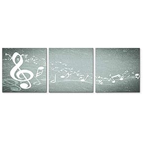 3 Panel Canvas Wall Art Music Note Pictures Home Wall Decorations for Bedroom Living Room Paintings Canvas Prints Framed - 12"x12"x3 Panels