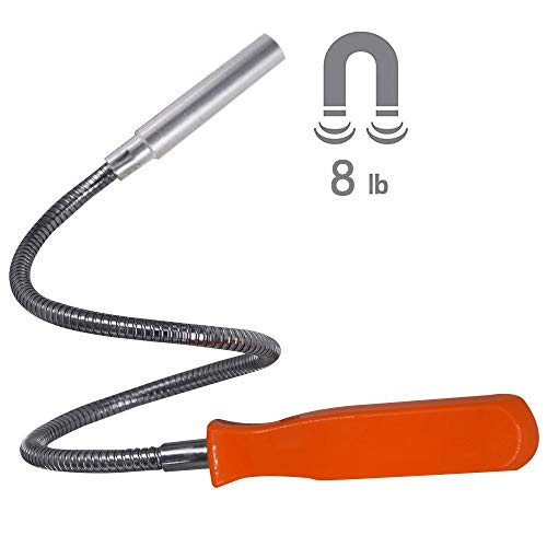 Flexible Magnetic Grabber Pickup Tool - 24" 8IB Bend-It Magnet Snake Pick-Up Sweeper Bendable Retriever Stick | Useful for Hard-to-Reach Home Sink Drains, Car Keys, USB's, Bolts, Nuts, Screws