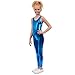 Stretch is Comfort Kid's Metallic Tank Barbie Unitard (XLC (12-14), Turquoise)