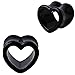 BodyJ4You 4PC Ear Plugs Heart Tunnels Glossy Black White Acrylic 2G Double Flare Expanders