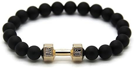 Flexo Fitness Barbell Dumbbell Beaded Balancing Gym Bracelet - Gold