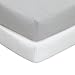 TillYou 2 Pack Fitted Crib Sheet-100% Woven Cotton Flannel(Breathable and Soft), Fit Standard Crib Mattress--White & Grey