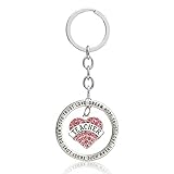 Teacher's Day Gift Silver Alloy Pink Crystal Love Heart Charm Pendant Key Chain Ring for Women Men