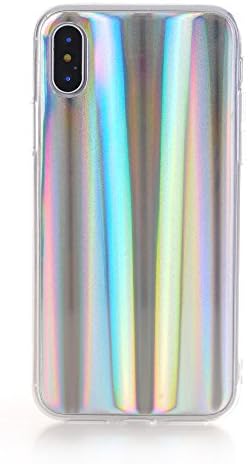 iPhone X case, SUPZY Holographic case with Iridescent laser beam pattern Psychedelic shining dazzling glitter TPU Case for iPhone10 iPhone X (RAINBOW SILVER)
