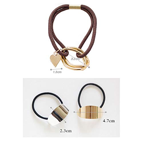 Shuxy 6PCS High Ponytail Holder Metal Leaf Hair Band Rope Wrap Alloy Punk Hair Cuff Elastic Hair Clips Metal Hair Ties Metallic Headwear Holder Fashion Hair Accessories for Ladies Toddler Thick Hair