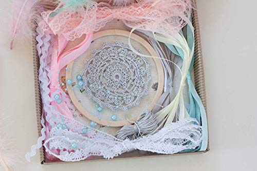 DIY Dreamcatcher Kit Boho Kids Craft Kit Doily Dream Catcher 4.8`/12 cm diameter Birthday Party Activity Bridal Shower Favour