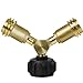 GASPRO Propane Tank Splitter, Propane Y Splitter, LP Gas Splitter Tee Valve, QCC1/Type1 Cylinder Bottle Brass T Adapter Connector for Propane Appliance BBQ Grill Camping Stove Heater