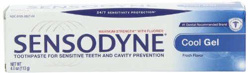 Sensodyne Toothpaste for Sensitive Teeth and Cavity Prevention, Maximum Strength, Cool Gel, 4-Ounce Tubes